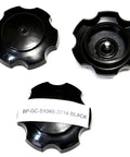 Aftermarket Jet Ski Gas Cap With Gasket And White Fuel Tank Filler Neck Kit Black Finish, top and bottom views