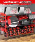Beefy Power Tool Organizer Wall Mount With Charging Station Four Layer Heavy Duty Metal Shelf Holds 600lbs Battery Rack