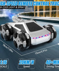 All Terrain 4WD High Speed Remote Control Monster Truck 1:16 Scale, 2.4GHz RC Car With LED Lights And Spray on road