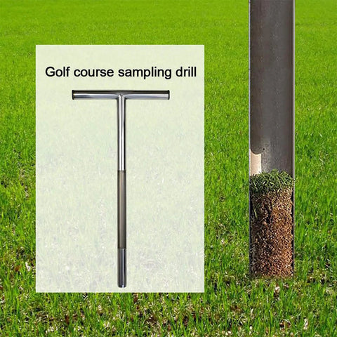12 Inch Stainless Steel Soil Probe Rod With T Handle For Quick Dirt Testing Includes Soil Sample Kit shown on grass