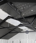 Interior roof structure of 10x8 Ft Gray Resin Outdoor Storage Shed With Dual Entry Doors Weather Resistant Tool Shed