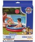 Packaging of Paw Patrol Themed Kiddie Pool For Backyard Fun Inflatable Above Ground Pool For Kids Aged 3 Plus Durable Summer Splash Toy