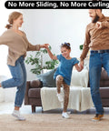 Family dancing on rug with 25 Pieces Non Slip Rug Tape Set With Triangular Grippers for Hardwood Floors, secure and flat.