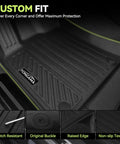 All Weather TPE Floor Mats For 2021 To 2026 Chevy Tahoe And GMC Yukon 8-Seat Models, close-up of black floor mat details