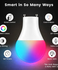 GU24 Smart LED Bulbs With RGBCW Color Changing, 16 Million Colors, 10W 900LM, 120V No Hub Needed, Alexa And Google Assistant Voice Control