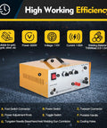 Heavy Duty Workhorse 80A 110V Jewelry Spot Welder With Pulse Control For Gold Silver Steel Repair, front view with connectors.