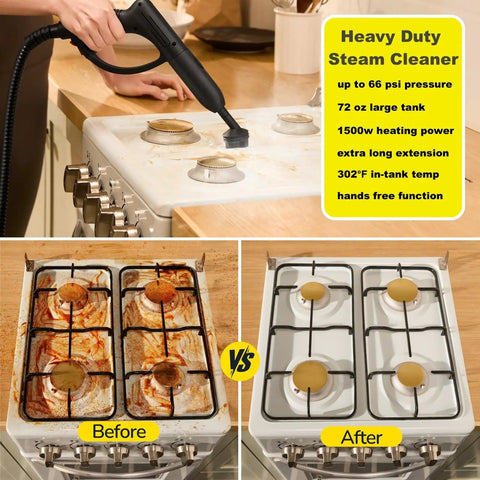 Heavy Duty Steam Cleaner With 2L Water Tank, 28 Piece All In One Multipurpose Kit cleaning kitchen stove before and after use