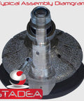 Diamond Profile Wheel For Grinder 1 And A Quarter Inch Radius Demi Half Bullnose Edge Shaping Marble Tile Stone Concrete Profiling Vacuum Brazed Durable Long Life Fast Cutting Chips Free Pro Grade Tool image of assembly diagram showing tool components.