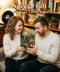 Couple smiling and holding Owl Bookstore Book Nook Kit For Beginners And Teens, DIY Miniature House For Dollhouse Lovers