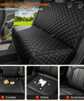 Dog Car Seat Cover For Back Seat Waterproof Non Slip Scratchproof Pet Seat Protector for mid-size cars and SUVs in black.