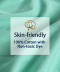 Green fabric showing 100% cotton label for Comfy 3 Pack Baby Sleep Sack For 6 To 12 Months 100 Percent Cotton 0.5 Tog Wearable Blanket For Infants