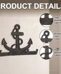 Badass Vintage Vibes 10 Inch Cast Iron Nautical Anchor Hook For Heavy Duty Wall Storage And Totally Rad Farmhouse Decor with four loops.