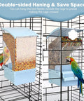 No Sweat Hassle Free Automatic Bird Feeder With Green Comfort Perch For Cage, double-sided design for easy access.