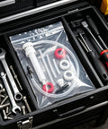 Heavy Duty 30Cc Hand Oil Transfer Pump For Gear Oil Differential Fluide And Antifreeze With Flexible Tubing Auto Fluid Kit inside tool box.