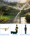 Two Pack 3 Arm Garden Sprinkler With Adjustable Telescoping Rod And Spike Base 360 Degree Rotation For Large Yards Visible