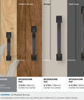 Comparison of Oil Rubbed Bronze Cabinet Pulls in various sizes and finishes for kitchen cabinets and furniture hardware.