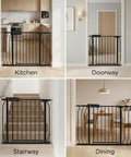 Extra Wide Indoor Baby Gate With Auto Close, Walk Through Pressure Mounted Safety Gate For Doorways And Stairs in various settings