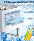 Ice Bin Cart With Wheels For Outdoor Parties And Patio Events A Portable Insulated Cooler Cart On The Go With Sliding Lid Removable Handle And Drain Pipe Large Capacity Ice Storage Bin For Easy Party Prep showing premium insulation layers of stainless steel and foam.