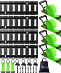 E Track Tie Down Rail Kit 4 Pack 16 Inch Rails With 12 Ft Ratchet Straps O Rings Tie Offs Storage Bag for cargo securement