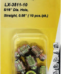 Front view: LUMAX LX-3511-10 grease fittings, straight, 0.56 in long for 5/16 in hole, pack of 10.
