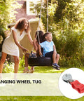 Tough As Nails Five Piece Steel Wire Rope Pulley Set Featuring Rock Solid Industrial Hoisting Blocks for a tire swing.