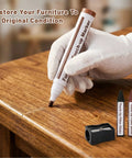 Easy Peasy Wood Furniture Repair Kit Featuring Six Realistic Tone Touch Up Markers And Wax Sticks For Quick Scratch Dent And Nail Hole Fixin On Tables Chairs And Cabinets used on wooden table for scratch repair.