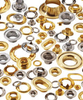 Assorted heavy duty brass and silver grommets from self piercing grommet and washer set for indoor outdoor signs and banners