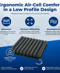 Roho Low Profile Air Cell Wheelchair Cushion Adjustable Inflatable Seat Pad 16-17 Inch showing ergonomic air-cell design for comfort.