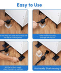 Four-step guide showing use of Heavy Duty Furniture Sliders With Wheels For 700 Lbs Load under a couch for easy movement.