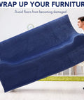 Person wrapping furniture with 12 Pack Moving Blankets 80 X 72 Inch Heavy Duty Padding For Furniture, Appliances, And Floors During Moving Or Storage