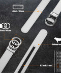 Mens Leather Ratchet Belt With Luxury Designer Buckle, Adjustable Dress Belt For A Perfect Fit, S White 1 Color details