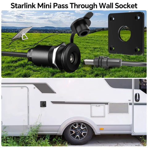 Waterproof Wall Socket Passthrough For Starlink Mini Aluminum DC 5.5x2.1mm Female Power Connector Outlet For RV