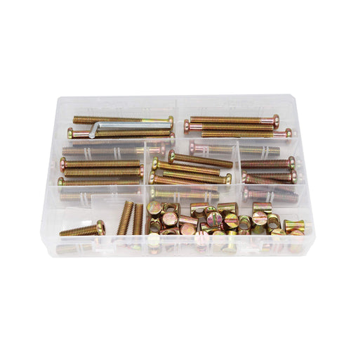 M8 Furniture Hardware Set With Hex Key Drive Socket Cap Screws And Barrel Nuts, 60 Bolts And 60 Nuts, M8 X 30mm To 80mm Lengths Kit