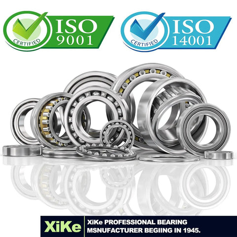 ISO certified durable chrome steel bearings for trailers with logos, XiKe manufacturer branding, and polished finish