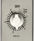 Five Minute Spring Loaded Wall Timer SPST No Hold For Easy Energy Savings No Power Needed Universal Compatibility Replaces Standard Wall Switches Automatic Mechanical Timer Brushed Metal Finish.