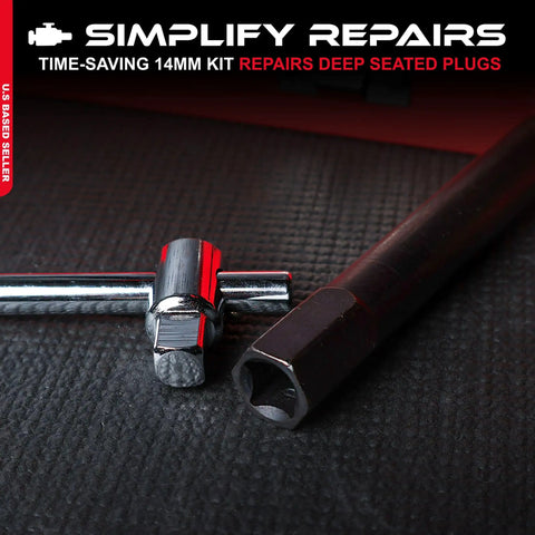 Spark Plug Thread Repair Kit For 14mm Metric Ports With Rethreading Taps Inserts And Reamer Deep Seat Fix No Fuss Tool