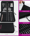 All In One 42 Piece Drawing Set For Artists And Beginners With Graphite Pencils Charcoal Pencils Blending Tools in zippered case