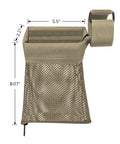 Heat Resistant Mesh Brass Shell Catcher With Padded Casing Quick Release Brass Catcher With Zippered Bottom Easy Install Buckle Straps And Nylon Hook And Loop Cartridge Collector For Spent Rounds, showing dimensions.