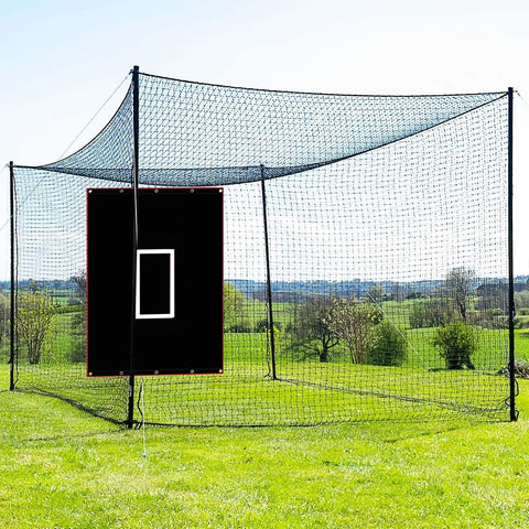 Baseball Softball Batting Cage Backstop With 4 By 6 Foot Strike Zone Target Cloth for backyard practice and school training