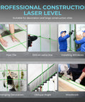16 Line Green Laser Level 360 Self Leveling Pro With 4D Cross Lines Remote Dual Batteries Adjustable Brightness For Tiling Flooring Construction And Picture Hanging, used for tile, drilling, windows, stairs, and woodwork