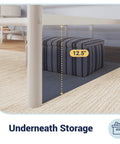 Built Tough Full Size Metal Bed Frame With Classic Headboard And Footboard In Crisp White featuring 12.5 inches of under bed storage.