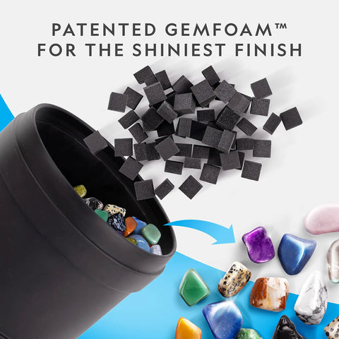 Hobby Rock Tumbler Kit For Kids And Adult Beginners Turn Rough Stones Into Smooth Gemstones With An Easy To Use Durable Polisher For At Home Fun Educational Science Activity And Creative Craft Projects, with foam pads and polished rocks