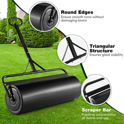 Tow Behind Lawn Roller With 30 Gallon Water Sand Fill For Tractor Push And Pull, Heavy Duty Rustproof Steel Frame demonstration