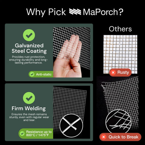 Comparison of Chicken Wire Mesh Hardware Cloth 16 Inch By 15 Foot 18 Gauge Beefy Galvanized Steel with others showing durability and rust resistance.