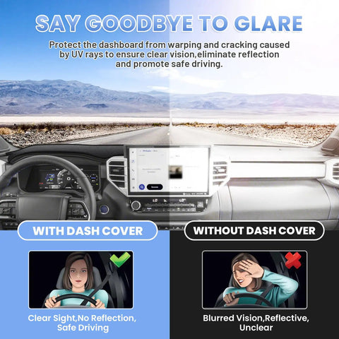 Dash Cover For Toyota Tundra 2022 2023 2024 2025 2026 With Nonslip Mesh Sunshade Dashboard Protector No Glare UV Shield comparison
