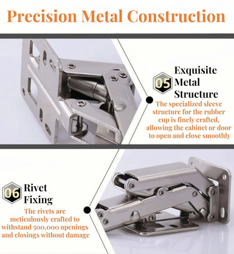 175 Degree Heavy Duty Cabinet Hinges Set For Wide Opening 2 Pair Concealed Hydraulic Hinges in metal construction.