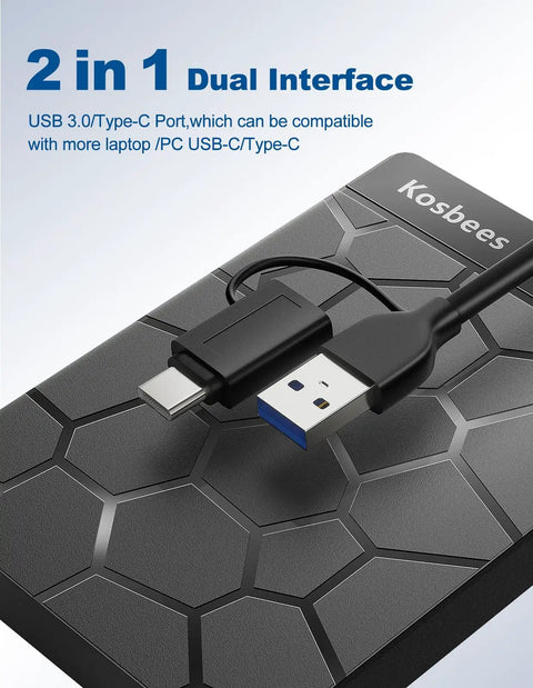Ultra Slim 500 GB Portable External Hard Drive For Windows And Mac Plug And Play Ready With Fast Data Transfer Ideal For PC Laptop PS4 Xbox One And Xbox 360 On The Go Storage, USB-C and USB 3.0 cables