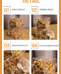 Two Piece Hamster Automatic Feeder Set With Heavy Duty Bracket And Easy Pour Spoons No Drama Small Animal Food Dispenser For Rodents And Little Furballs Definitely A Solid Bet, showing large capacity and sprinkle proof design.