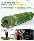 Rolled Dual Turf Golf Mat 5x4ft with 10mm and 15mm high elasticity base, portable for indoor outdoor practice green storage.