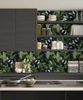 Tropical Jungle Leaves Peel And Stick Wallpaper 17.7 By 118 Inches Vinyl Self Adhesive Green Floral Wall Covering With Exotic Birds And Fruits
